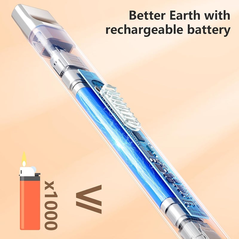 REIDEA ولاعة كهربائية هدية لعشاق الشموع، مقاومة للرياح، بدون لهب، قابلة لإعادة الشحن عبر USB، ولاعة قابلة للسحب مع زر أمان ومؤشر طاقة للشموع والشواء والألعاب النارية، R1 مسطحة، سوداء أوبسيديان - Image 4